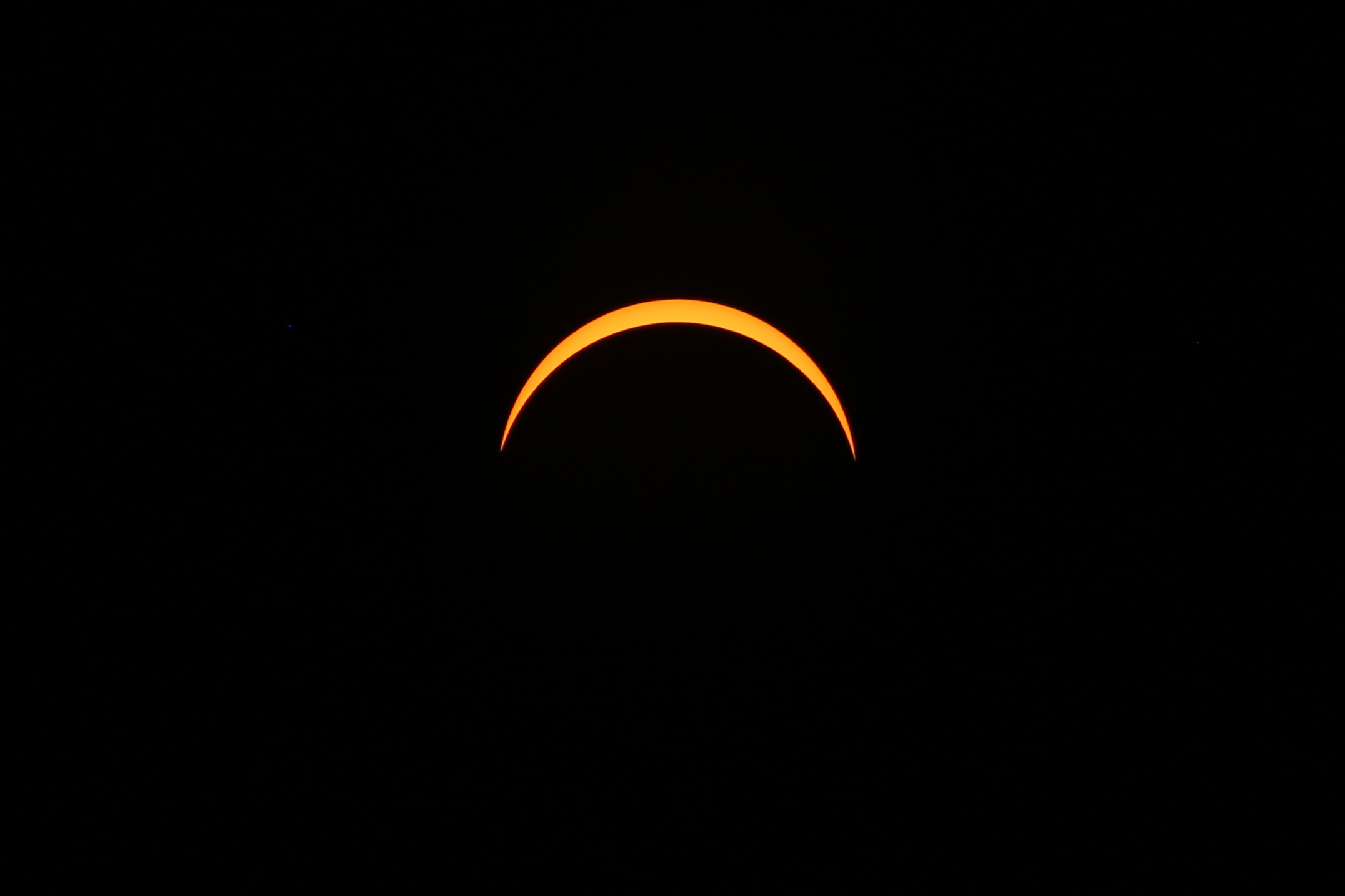 Total Solar eclipse image in Durham NC 2017. There is just a crescent of sun showing at the top