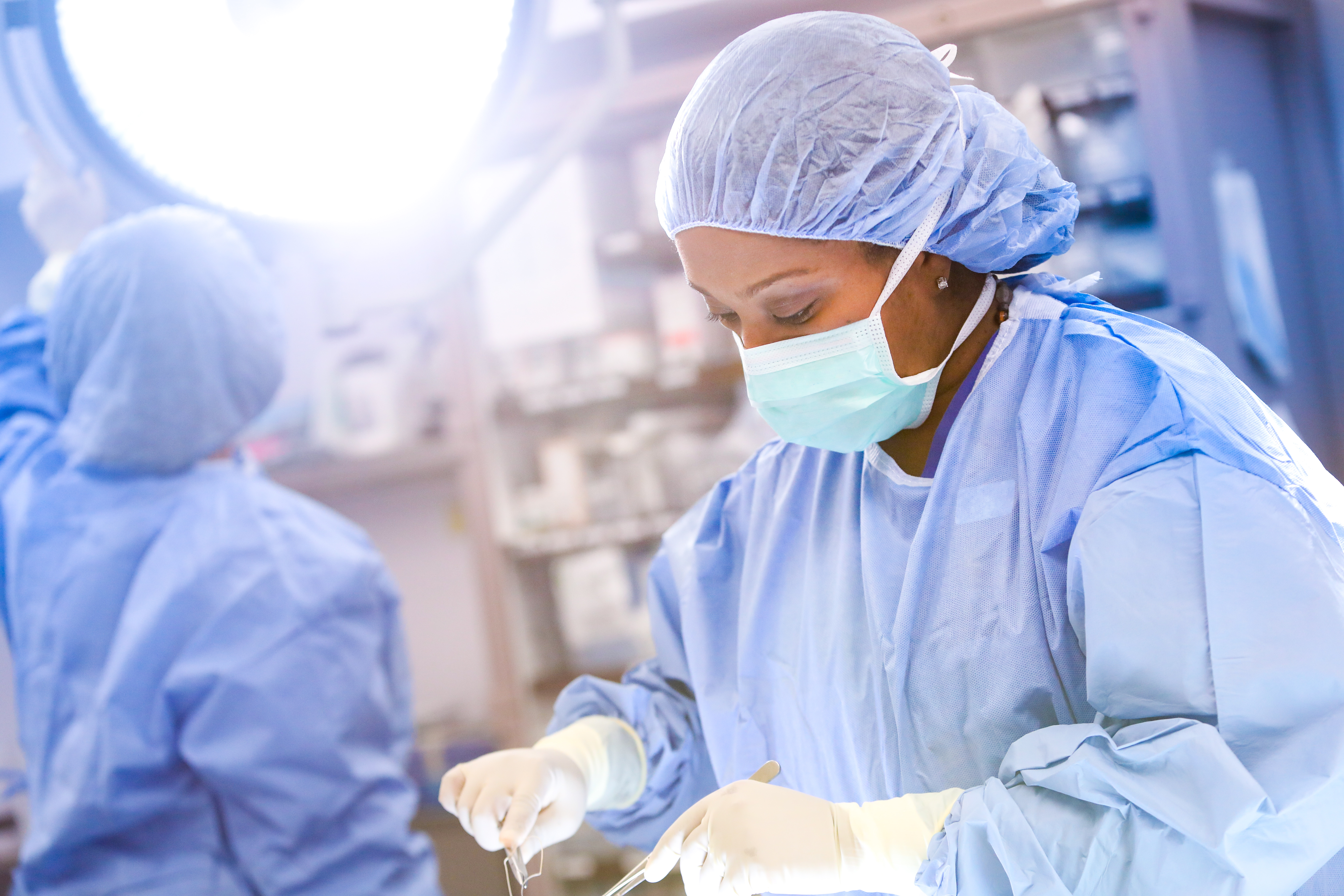 close up view of an African American female surgeon