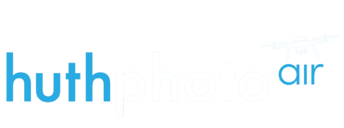 HuthPhoto air logo with small drone swooping