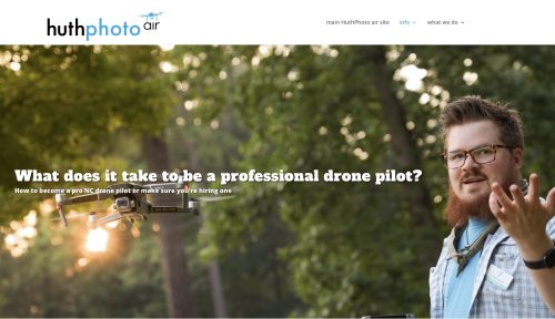 image of website with young man flying a drone and text "what does it take to be a drone pilot?'